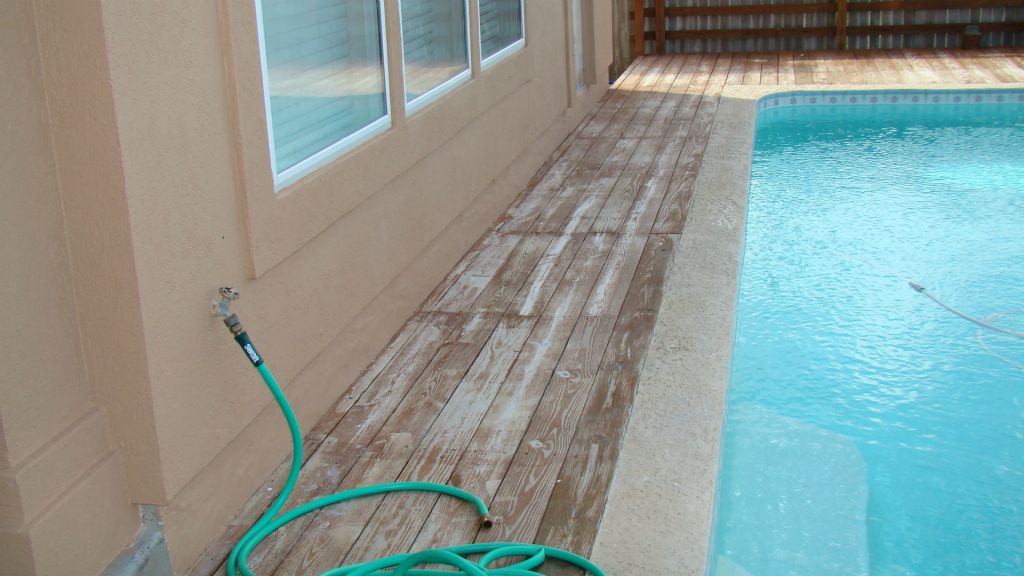 EXISTING WOOD DECK, CONCRETE STEPS and FLATWORK, HANDRAILS, BULKHEAD, STAIRS and POOL to be REPLACED